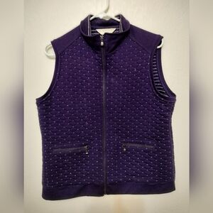 Allison Daley Quilted Vest Womens Purple Full Zip Pockets
